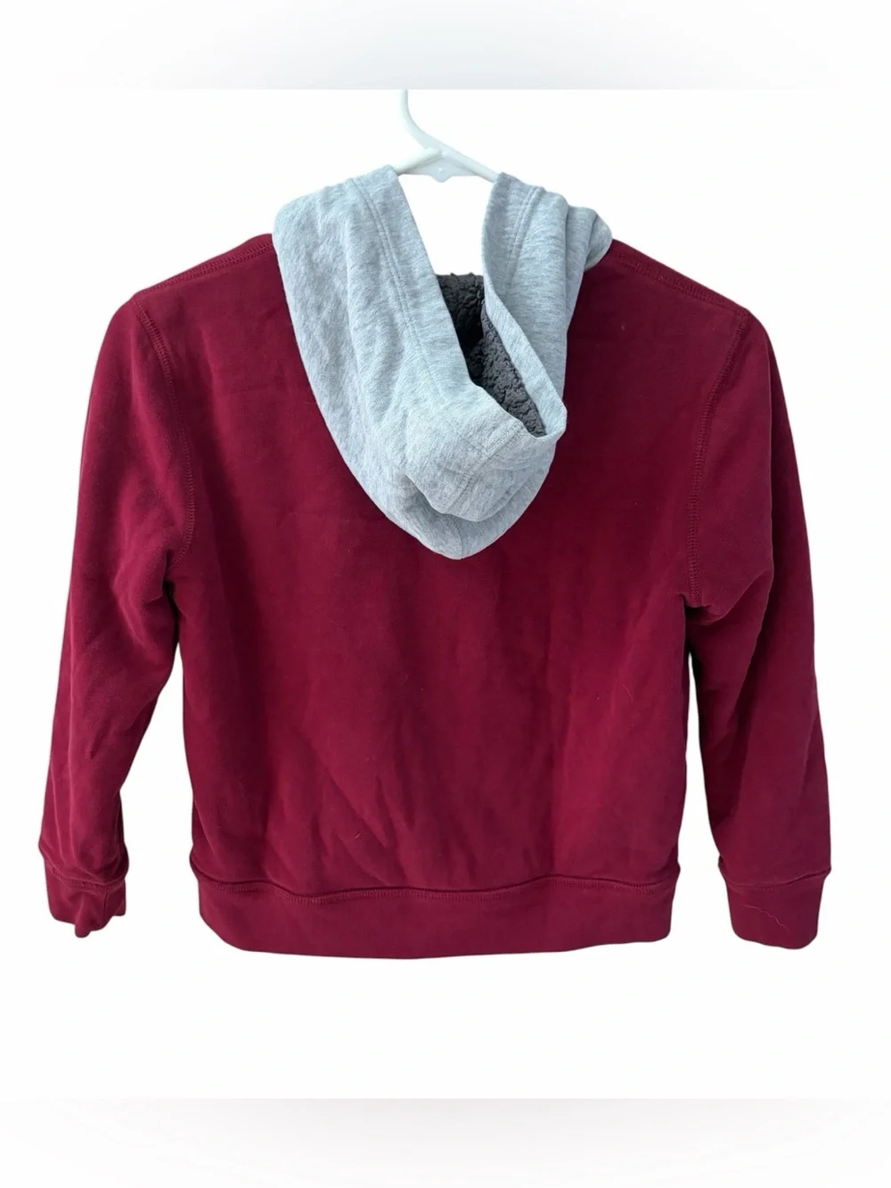 GAP Kids Maroon Full-Zip Hoodie with Gray Hood Lining